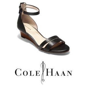 Cole Haan Womens Black Wedge Sandals Sz 8.5 NIB